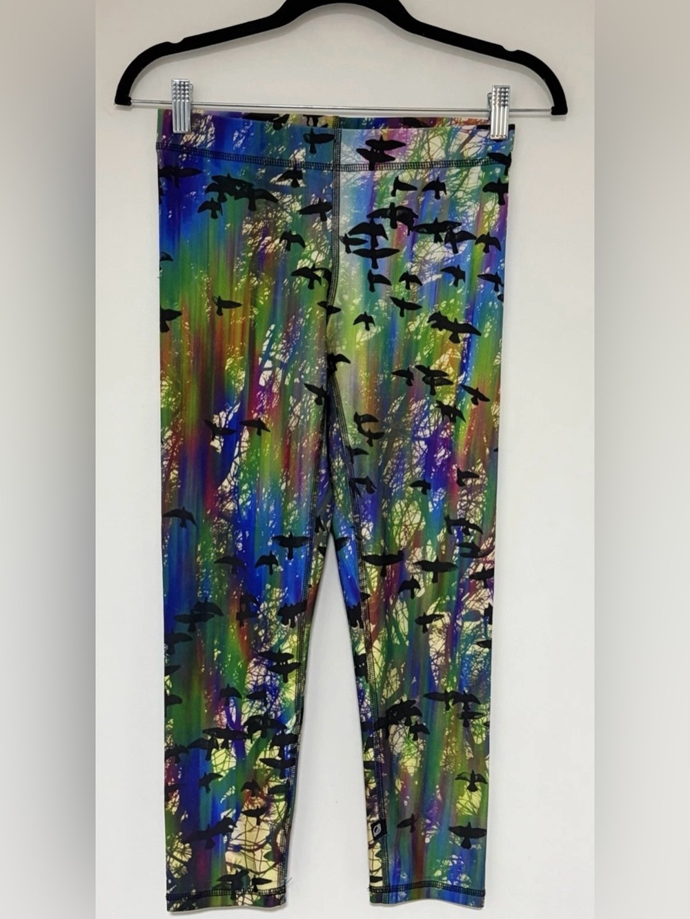 Terez Women’s Mid Rise Black Bird Leggings Size Small